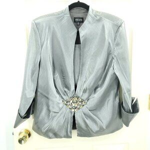 Xscape Matching Evening Jacket and Shell w/Jewel Embellishment 16 Silver